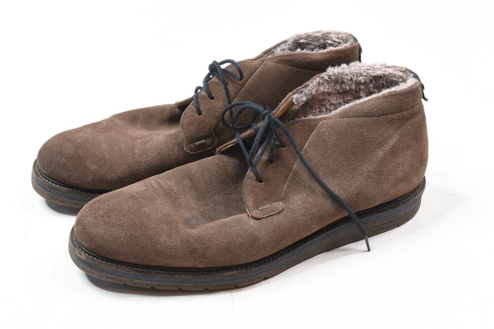 Hugo Boss Orange Label Sherpa Lined Chukka Boots Mens 43 Brown Suede Lace-Up